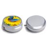 Round Pill Box Portable Pill Case for Pocket Sunflower Blue Butterfly Travel Small Pill Organizer 3 Compartment Metal Pill Container Holder for Medicine Vitamins Fish Oil Supplements view 3