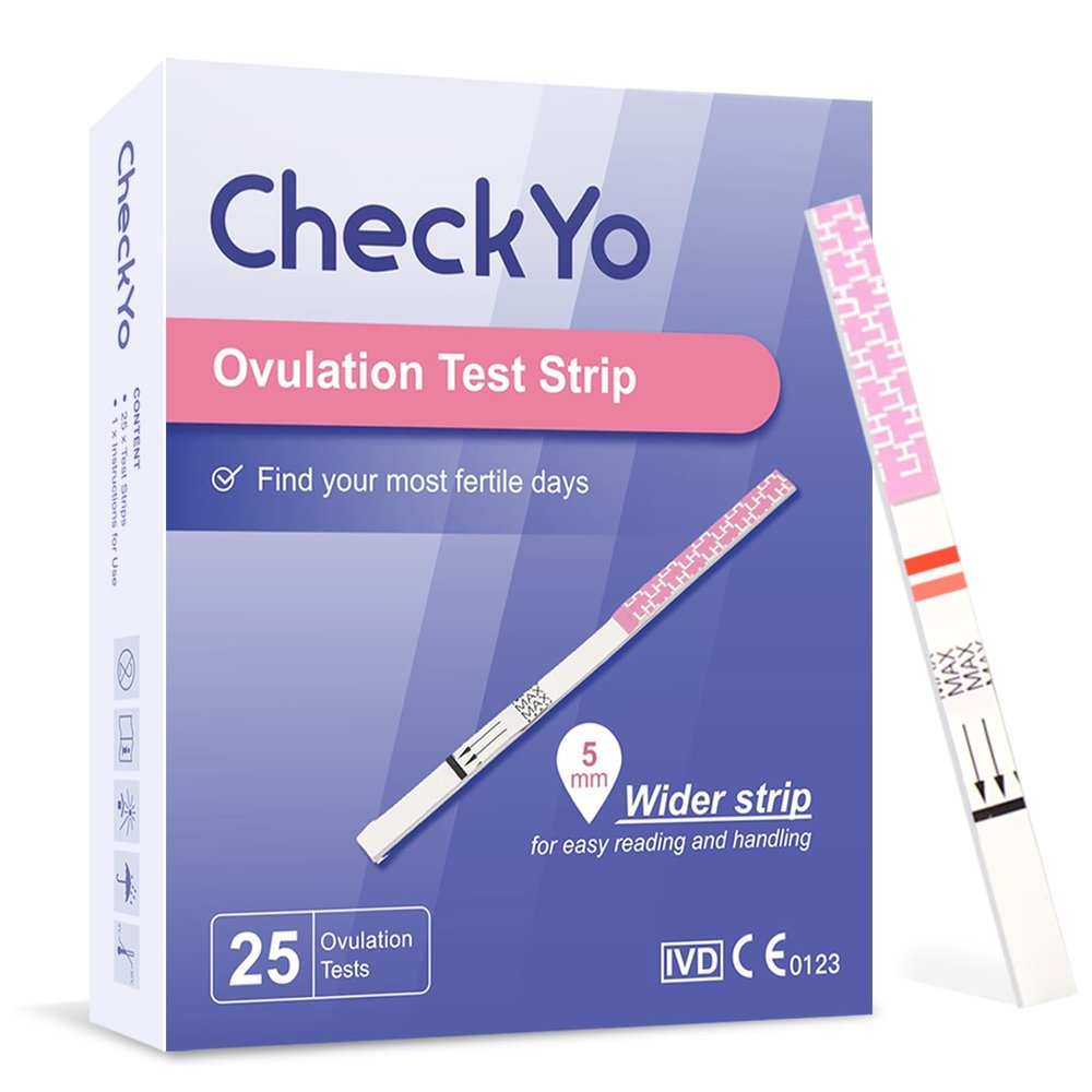 CheckYo [25 Pack] Ovulation Test Strips: Ovulation Predictor Kit Home Finding Most Feritile Days-Accurate & Reliable for Women