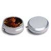 Round Pill Box Portable Pill Case for Pocket There are Roses on The Table Travel Small Pill Organizer 3 Compartment Metal Pill Container Holder for Medicine Vitamins Fish Oil Supplements view 3
