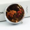 Round Pill Box Portable Pill Case for Pocket There are Roses on The Table Travel Small Pill Organizer 3 Compartment Metal Pill Container Holder for Medicine Vitamins Fish Oil Supplements view 4