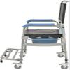 Commode Chair,Toilet Chair 2-in-1 Rolling Transport Commode,Foldable Shower Wheelchair with Armrests, Locking Rear Castors, Footrests and PU Commode Seat Adjustable Height view 2