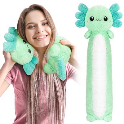 Axolotl Unscented 2Lbs Heating Pad for Neck Shoulders and Back Wrap Microwavable, Heatable 22.5" Cute Warm Stuffed Animals Neck Warmer - Axolotl Gifts for Women Girls and Kids