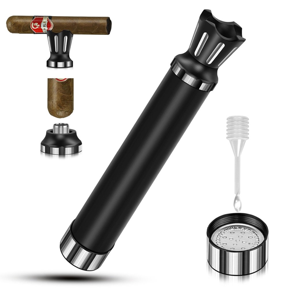wanbro Air Tight Smell Proof Cigar Tube with Humidor, Portable Cigar Travel Case with built-in Humidifier, Holder, Punch