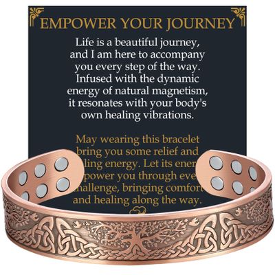 Jecanori Copper Bracelet for Men, 18X Strength 99.99% Pure Solid Mens Magnetic Copper Bracelets