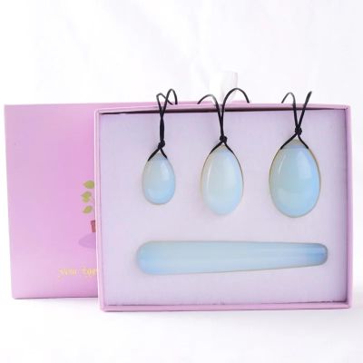 KAKAYE Rose Quartz Yoni Egg Set Natural Jade Eggs Women Kegel Exerciser Tightening Ball Massage Yoni Wand Jade Massager(Opalite)