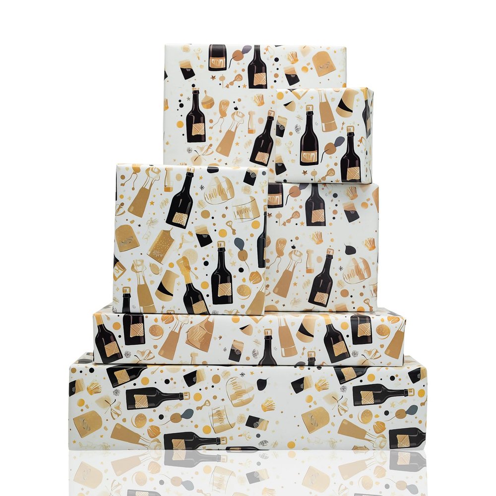Vnaaem Beer Wrapping Paper 6 Pcs Funny Men Women Birthday Gift Wrap for Birthday Wine Themed Art Project Party Wedding 19.6 X27.8Inch