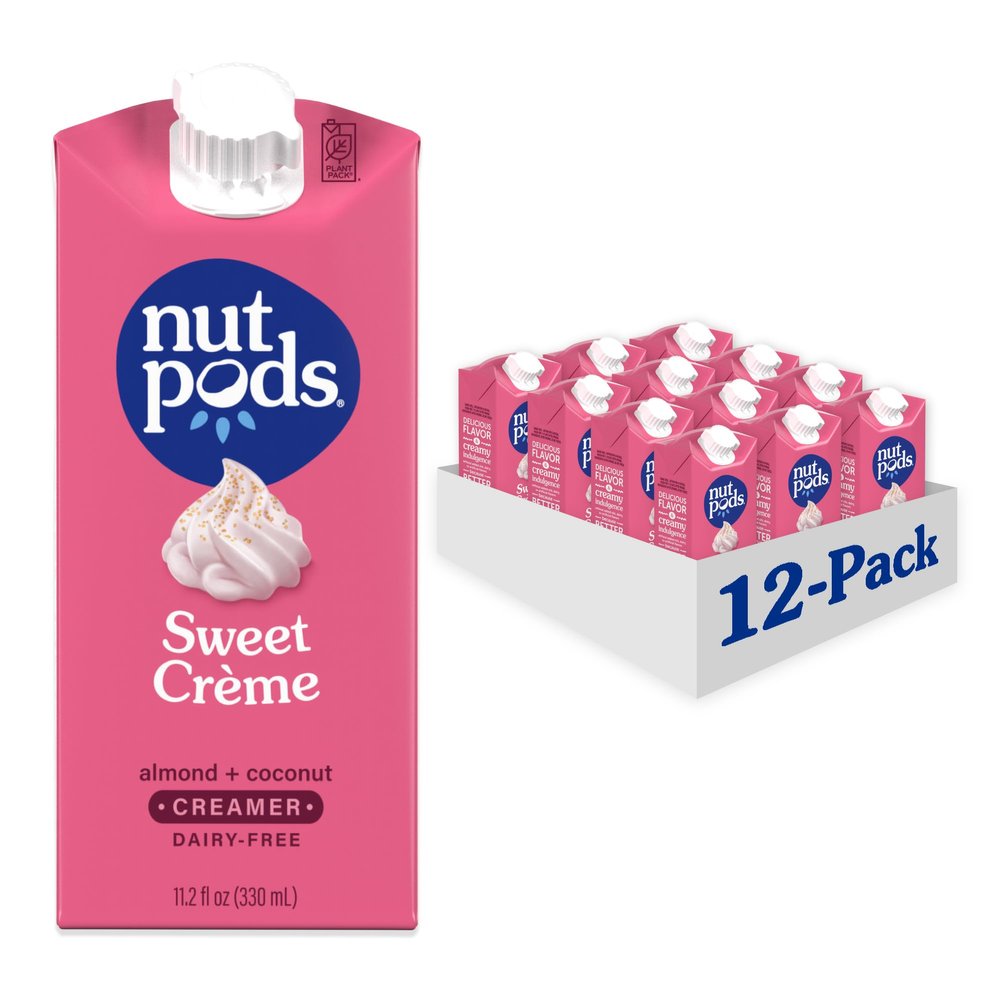 nutpods Sweet Crme Non Dairy Coffee Creamer, Sweetened with Organic Cane Sugar, Made from Almonds and Coconuts, Gluten Free, Non-GMO, Vegan, Kosher, Plant Based (12-Pack)