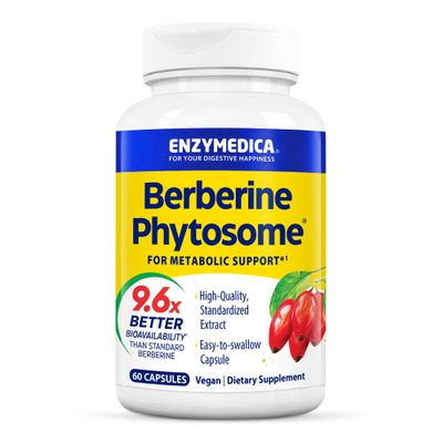 Enzymedica, Berberine Phytosome, 9.6X Better Bioavailability, High Potency Natural Vegan Dietary Supplement for Metabolic Support, 60 Capsules