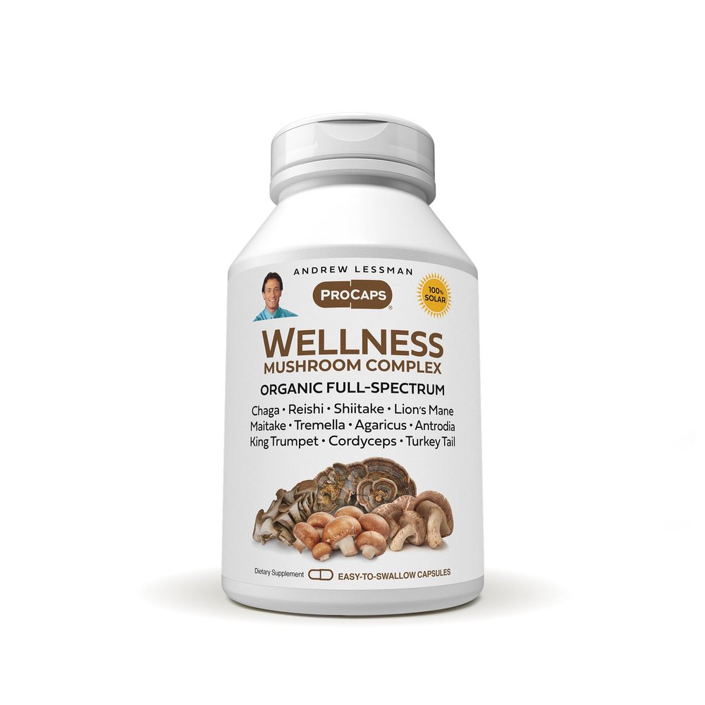 ANDREW LESSMAN Wellness Mushroom Complex 360 Capsules - Organic Full Spectrum Blend of 11 Mushrooms - Supports Overall Health and Vitality - No Additives. Mushroom Complex Supplement