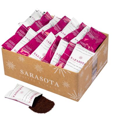 Coffee Packets Jamaican Me Crazy Flavor | Medium Roast 1.5oz Pre-Measured Packs for 12-Cup Drip Makers | Low Acid Mold-Free Ground | 42 Pouches Sarasota