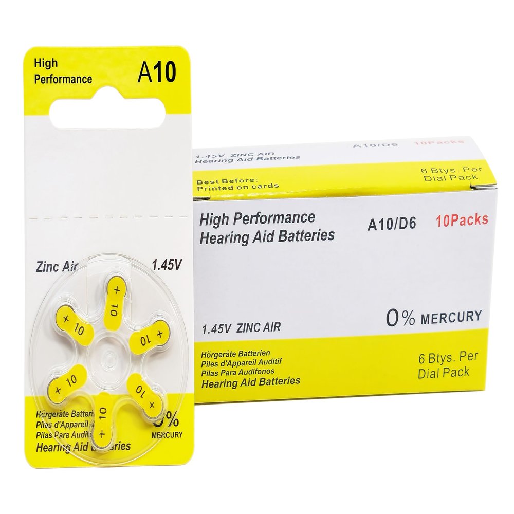 Custom Hearing Aid Batteries Premium Size 10 Zinc Air Mercury-Free 1.45V (300 Batteries)