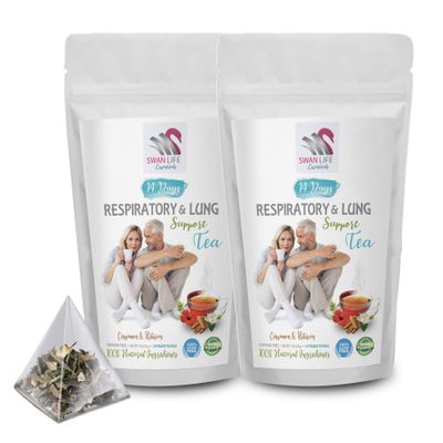 breath easy with lung detox herbal tea - RESPIRATORY & LUNG SUPPORT TEA 28 DAYS - respiratory lung cleanse blend, immune support & mucus relief, includes night time detox tea, complete body cleanse