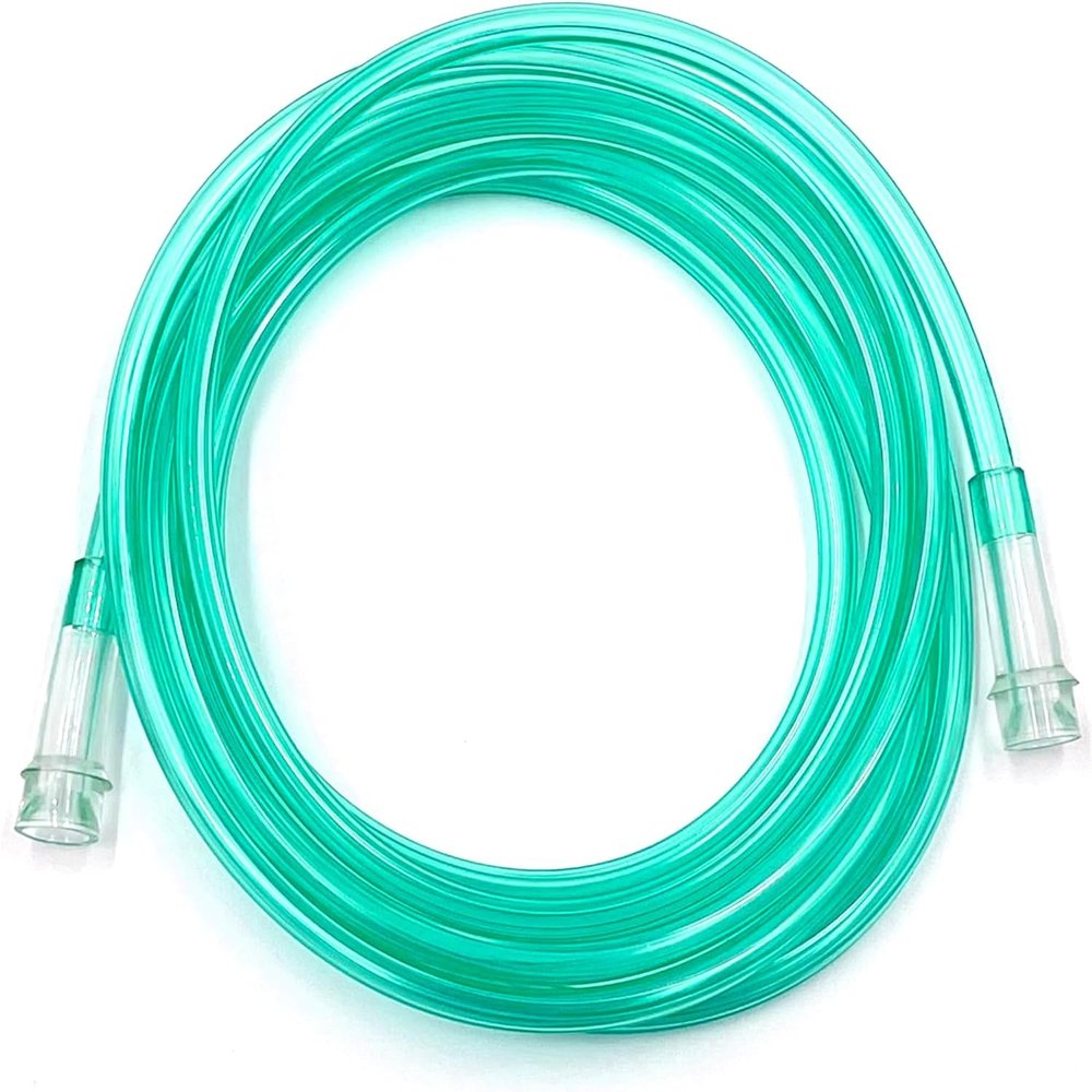 ResOne 5pk 25Ft Oxygen Supply Tubing, Crush Resistant, Standard Connectors for Nasal Cannulas, Cannula Nasal Tubing, Oxygen Concentrator - Green