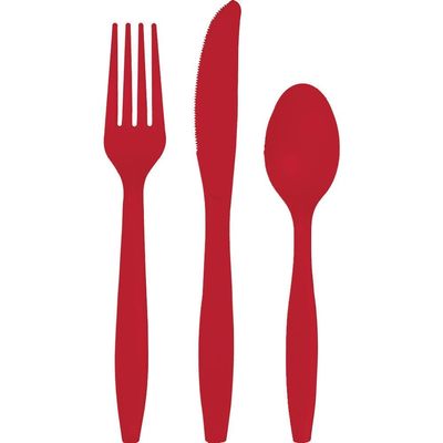 212 Main Group Classic Red Assorted Cutlery Pack of 12-18 per Pack