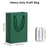 Katfort Dark Green Paper Gift Bags 50 Pack, 5.1x2.4x7.5in, Cotton Handle, Matte Green, Kraft Paper view 2
