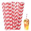 100 Pieces Disposable Red Striped Paper Straws,Party Decorative Straw Cocktail Drinking Straws Bulk for Drinking Crafts Birthday Wedding Party Decorations Supplies view 1