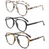 DXYXYO 3 Pack Retro Aviator Reading Glasses for Women 2.0, Mens Classic Lightweight Blue Light Blocking Computer Readers, Black Grey Brown view 1