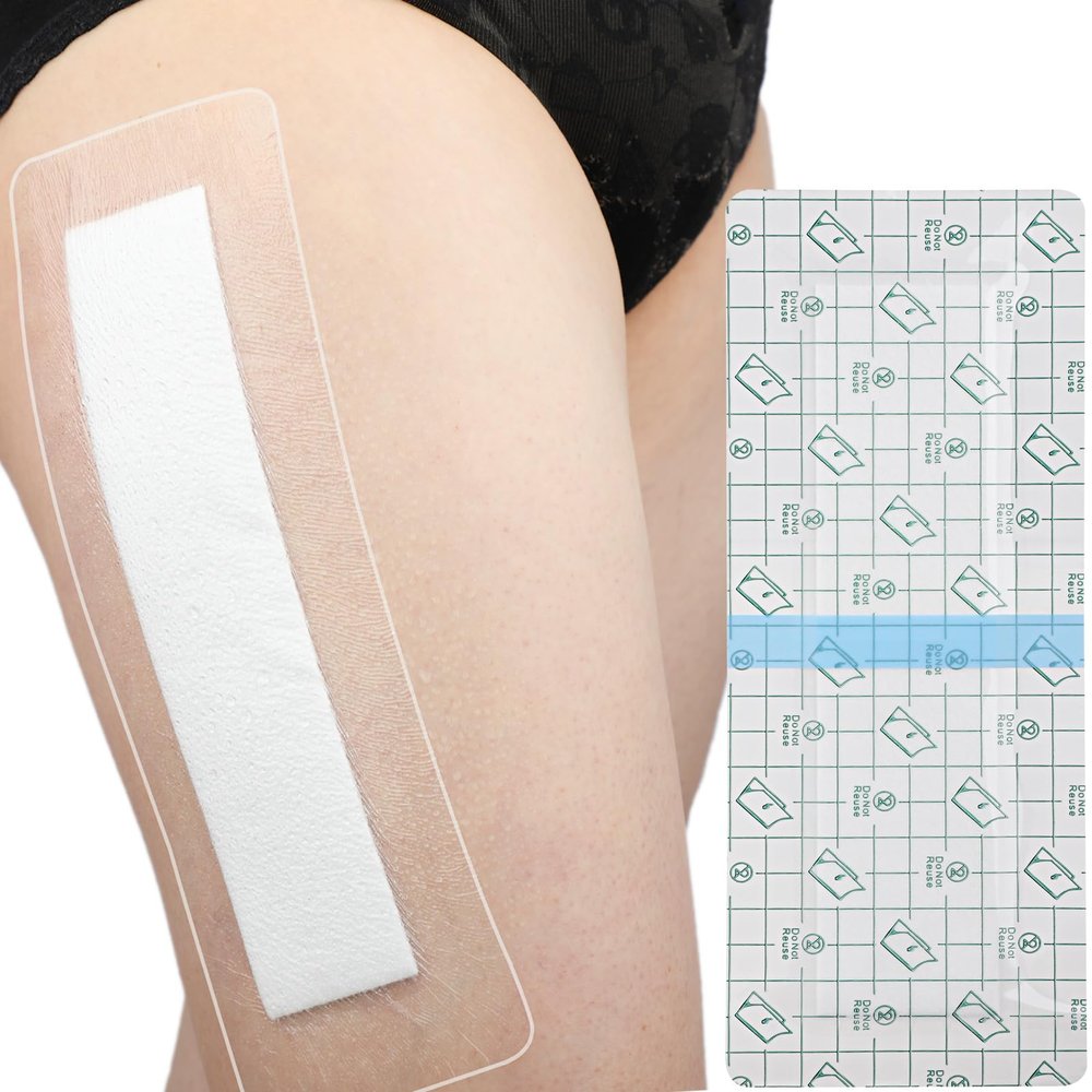 25 Pack 4"x14" Waterproof Adhesive Island Dressing for Knee Replacement Post-Surgery Recovery Bordered Gauze Bandages with Non-Stick Pad for Hip Surgical Incision Care Shower Protection