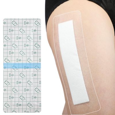 14 Pack 4"x14" Waterproof Adhesive Island Dressing for Knee Replacement Post-Surgery Recovery Bordered Gauze Bandages with Non-Stick Pad for Hip Surgical Incision Care Shower Protection