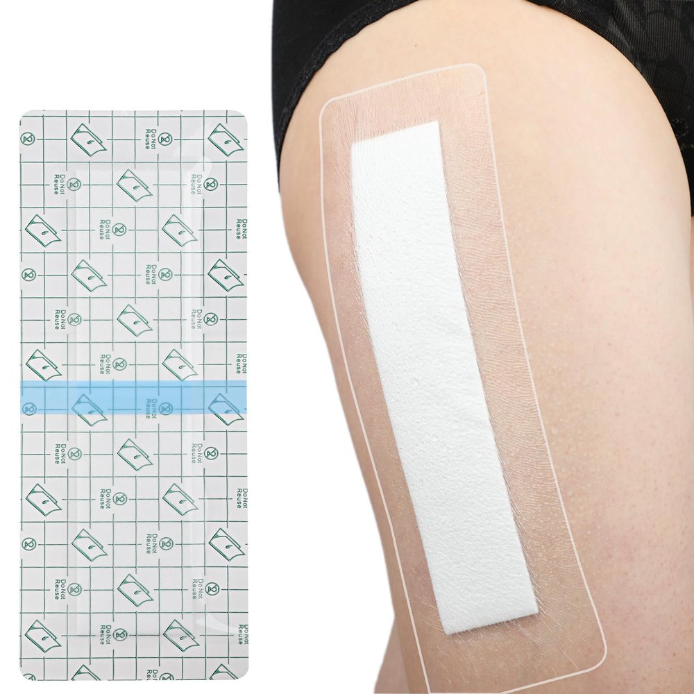 14 Pack 4"x14" Waterproof Adhesive Island Dressing for Knee Replacement Post-Surgery Recovery Bordered Gauze Bandages with Non-Stick Pad for Hip Surgical Incision Care Shower Protection