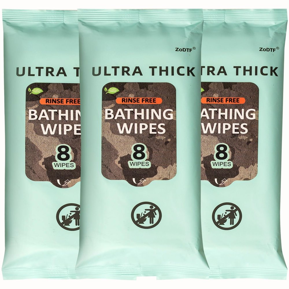 ZoDTF Biodegradable Body Wipes for Camping-Backpacking Gear Essential & Outdoor Active Hiking Supplies, Adult Wet Wipes Extra Large, 100% Plant-Based Must Haves for Eco Conscious 3 Packs