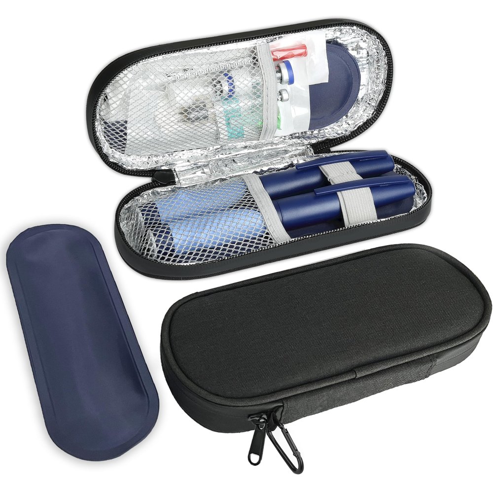 CDBXPRG Insulin Pen Cooler Travel Case with TSA Approved Ice Packs,Diabetic Medication Insulated Cool Organizer,Insulin Pen and Other Diabetic Supplies, for the Daily Life and Trip Black