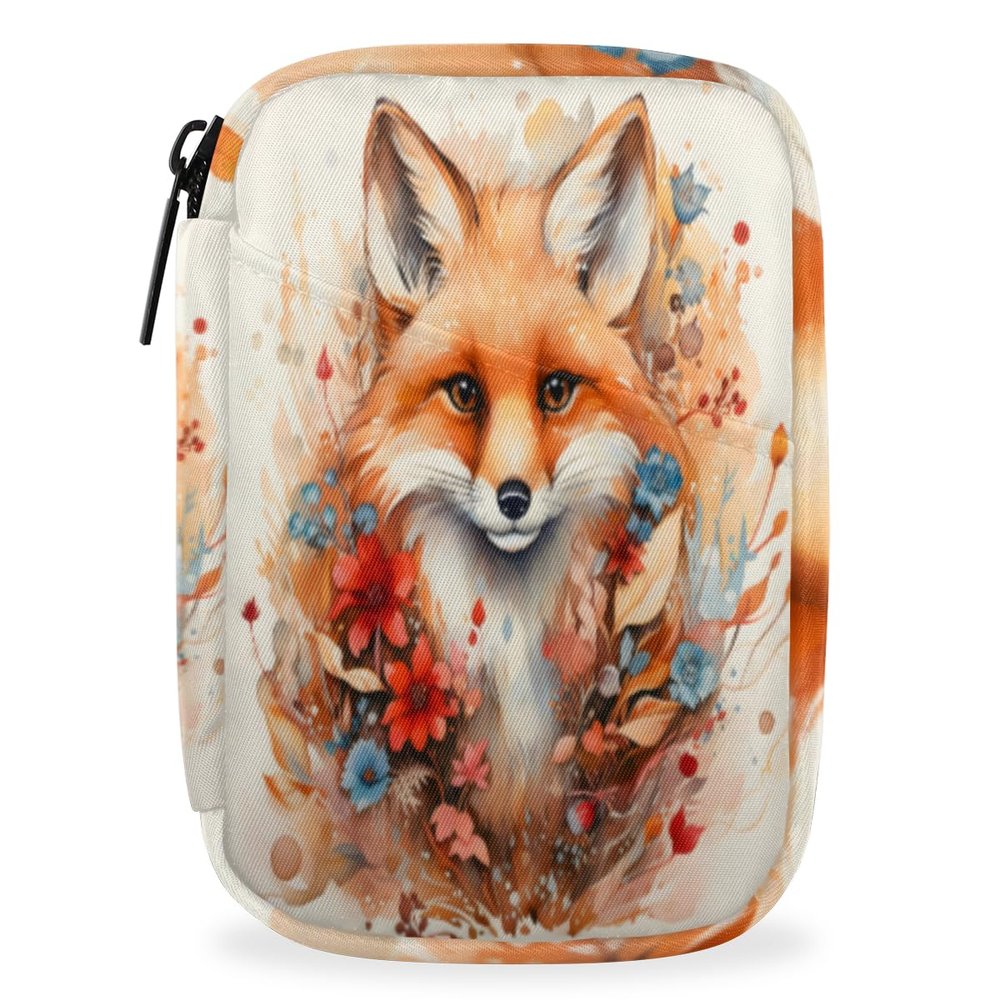 Skonsati Cute Forest Fox Travel Pill Organizer Bag Portable Weekly Pill Box Travel Medicine Organizer 7 Day Pill Case with Zipper for Daily Travel Family Business