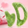 2 PCS Jade Stone Gua Sha Massage Tool Set Body GuaSha Tool with Handle Muscle Scraping Massage Tools Facial Anti Cellulite Spa Acupuncture Tools for Massage, Lymphatic Drainage Valentine's Day Gifts view 1