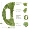 2 PCS Jade Stone Gua Sha Massage Tool Set Body GuaSha Tool with Handle Muscle Scraping Massage Tools Facial Anti Cellulite Spa Acupuncture Tools for Massage, Lymphatic Drainage Valentine's Day Gifts view 3