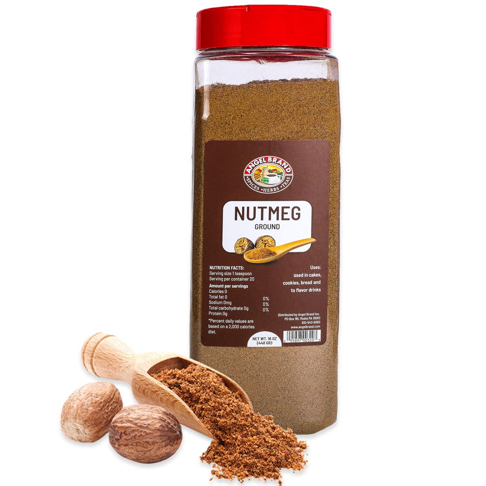 Angel Brand Ground Nutmeg 16 oz Bottle - Discover Premium Rich and Aromatic Taste of Carefully Selected Nutmeg Ground  Versatile and Powerful Spice for Enhancing Your Cooking and Health
