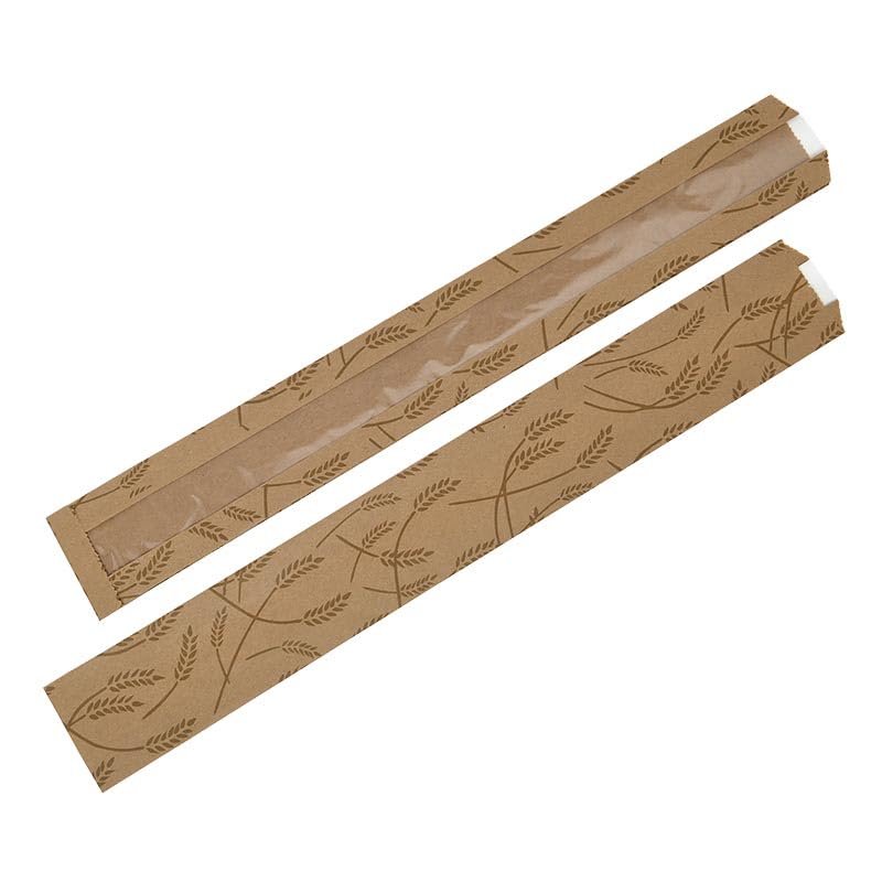 1000ea - 3-1/2 X 2 X 26 Kraft Bread Bags with Window Gusset - 2''