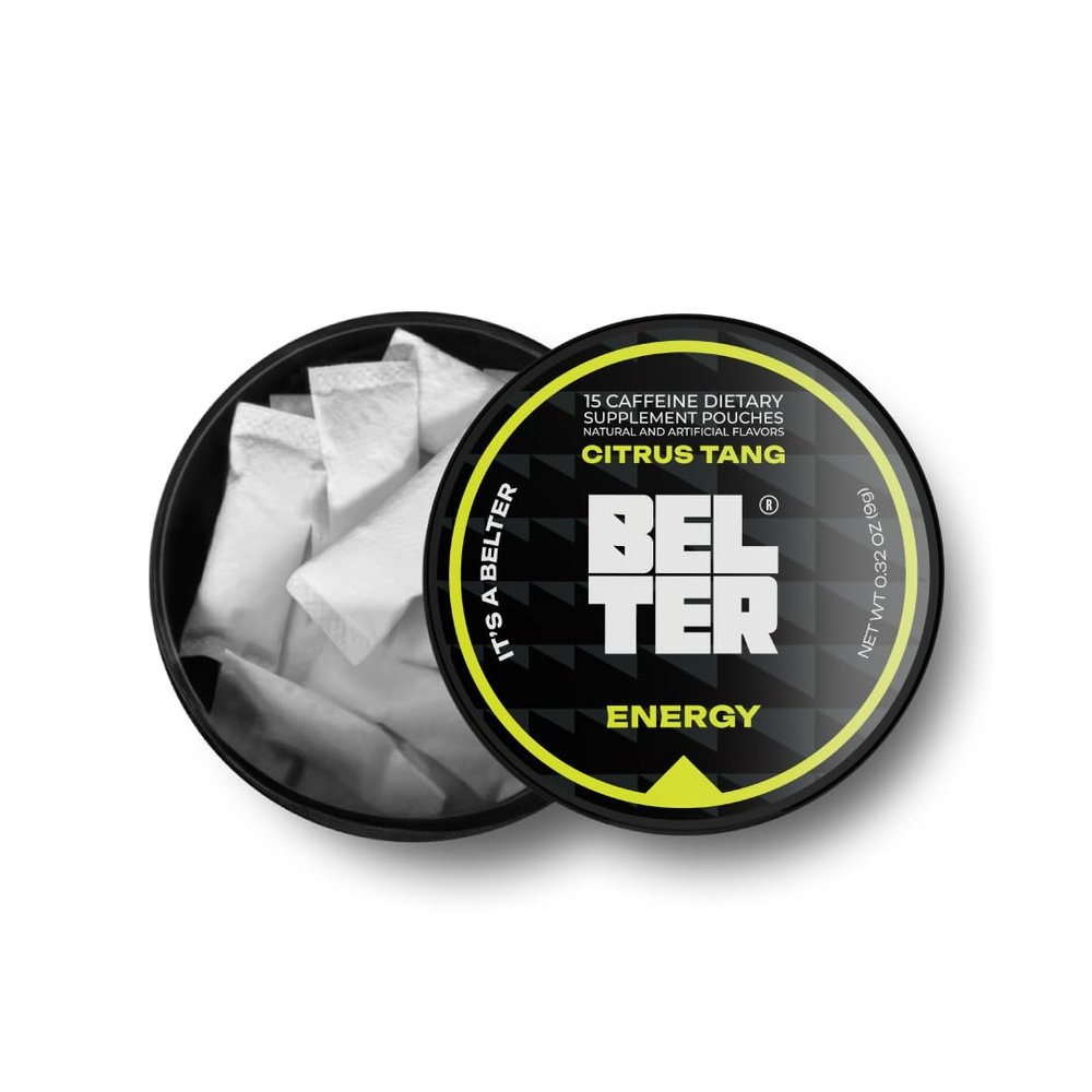 BELTER - Citrus Tang - Caffeine Pouches - 15 Count - Fast-Acting - Zero-Calorie Energy Boost - 96mg Caffeine Per Pouch - Ideal for Sports, Gym, Gaming, & Work