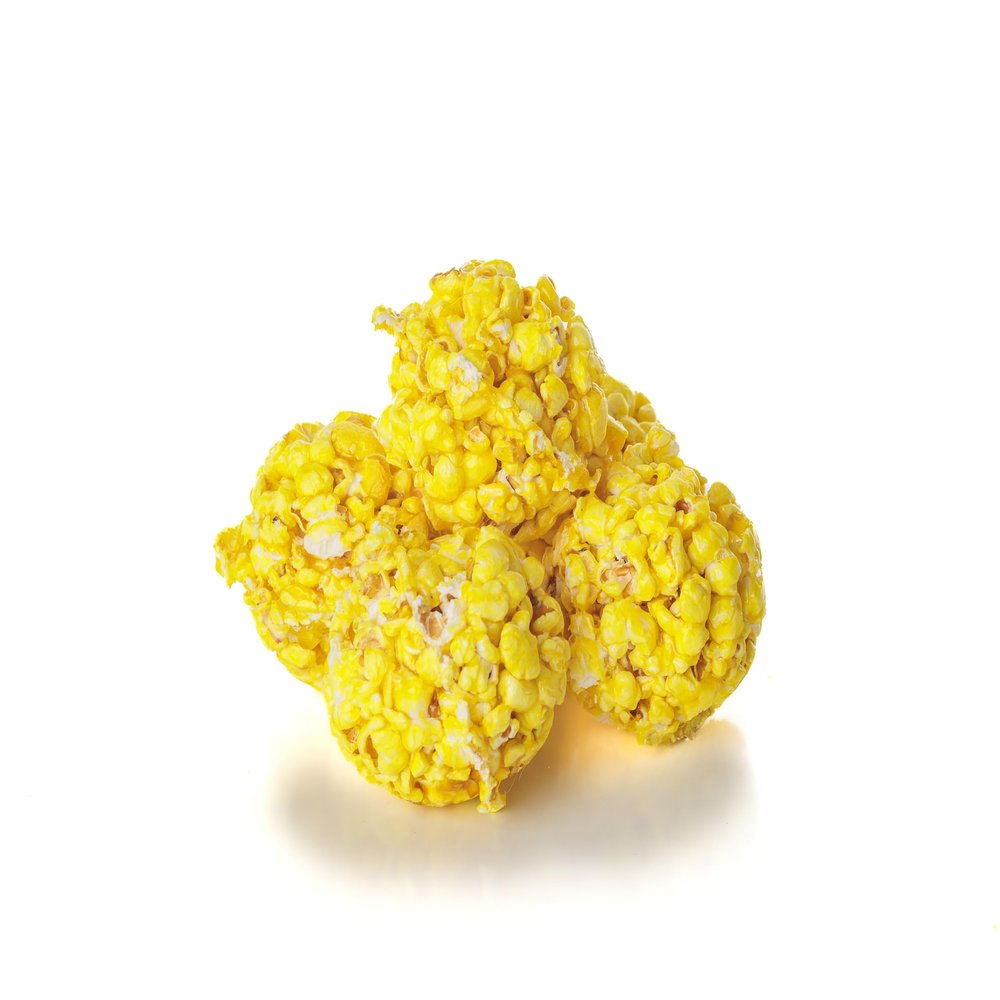 6 Pack - Gourmet Yellow Popcorn Balls - Vanilla Flavored - Small Batch (Yellow) Popcorn Ball