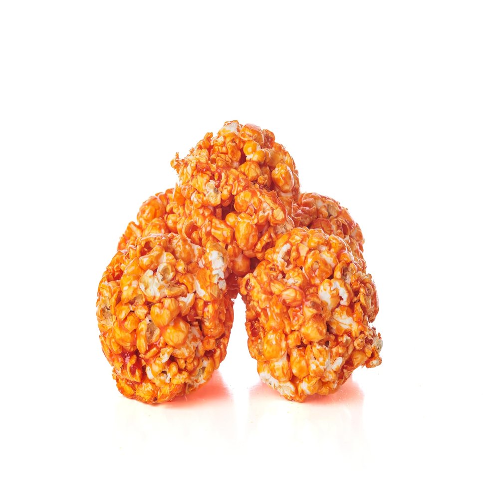 6 Pack - Gourmet Popcorn Ball - Vanilla Flavored - Small Batch (Orange)
