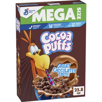 Cocoa Puffs, Chocolatey Breakfast Cereal, Made with Whole Grain, Mega Size, 25.8 oz