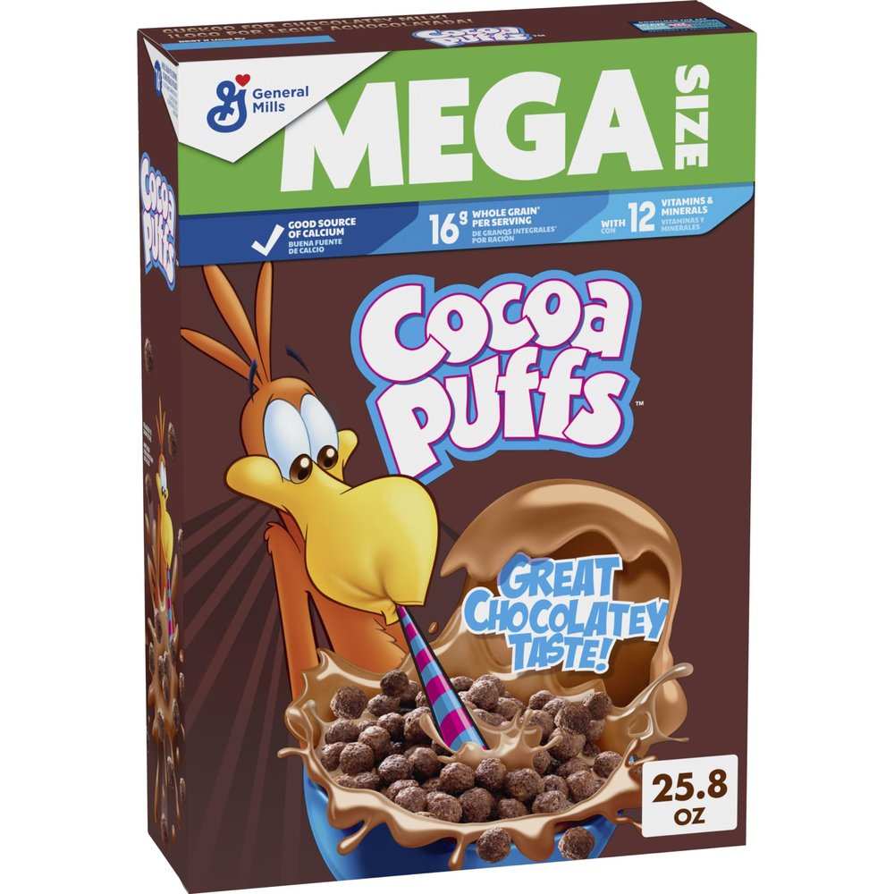 Cocoa Puffs, Chocolatey Breakfast Cereal, Made with Whole Grain, Mega Size, 25.8 oz