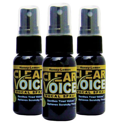 Clear Voice Vocal Throat Spray - Singing Ease & Voice Clarity, Fast Acting Herbal Oral Remedy for Singers, Speakers, Performers - Soothing Dampener, Moisturizer Relief, USA Made (Honey Lemon, 3 Pack)