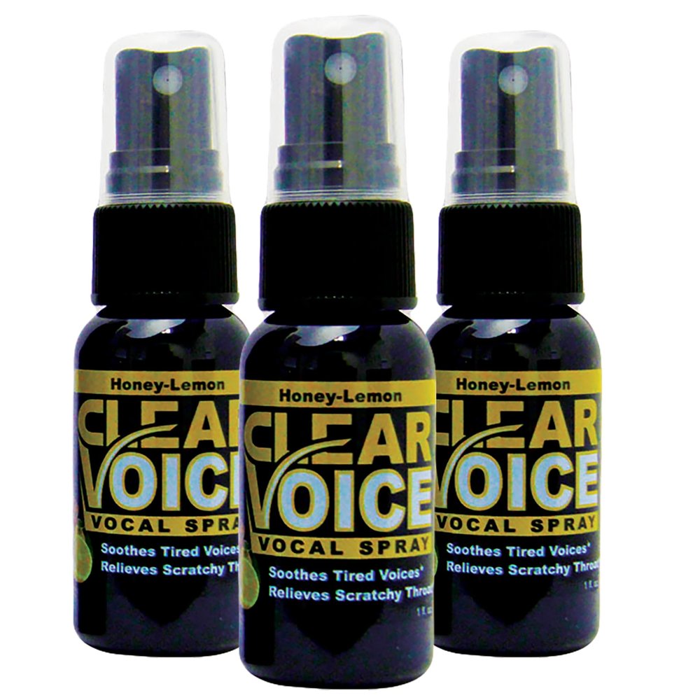 Clear Voice Vocal Throat Spray - Singing Ease & Voice Clarity, Fast Acting Herbal Oral Remedy for Singers, Speakers, Performers - Soothing Dampener, Moisturizer Relief, USA Made (Honey Lemon, 3 Pack)