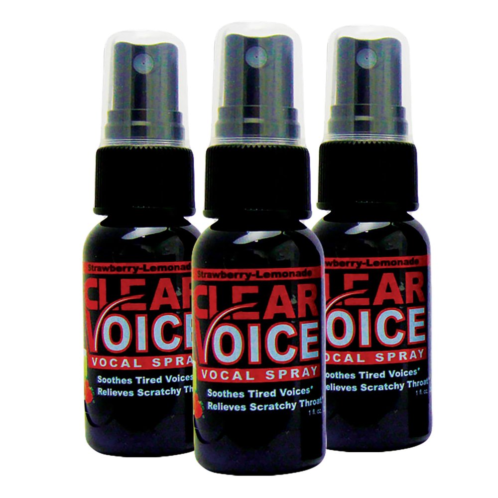 Clear Voice Vocal Throat Spray - Singing Ease & Voice Clarity, Fast Acting Herbal Oral Remedy for Singers, Speakers, Performers - Soothing Dampener, Moisturizer, USA Made (Strawberry Lemonade, 3 Pack)