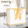 12 pcs White Gift Bags with Handles 12.6x4.5x10 Inches Large Paper Bags with Bow Ribbon and Tissue Paper Gift Wrap Bags for Birthday Bridesmaid Party Wedding Baby Shower Valentines, White-Gold view 2