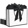12 pcs White Gift Bags with Handles 12.5x4.5x10 Inches Large Paper Bags with Bow Ribbon and Tissue Paper Gift Wrap Bags for Birthday Bridesmaid Party Wedding Baby Shower Valentines, White-Black view 1