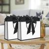 12 pcs White Gift Bags with Handles 12.5x4.5x10 Inches Large Paper Bags with Bow Ribbon and Tissue Paper Gift Wrap Bags for Birthday Bridesmaid Party Wedding Baby Shower Valentines, White-Black view 2