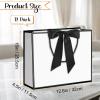 12 pcs White Gift Bags with Handles 12.5x4.5x10 Inches Large Paper Bags with Bow Ribbon and Tissue Paper Gift Wrap Bags for Birthday Bridesmaid Party Wedding Baby Shower Valentines, White-Black view 3