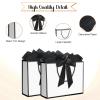 12 pcs White Gift Bags with Handles 12.5x4.5x10 Inches Large Paper Bags with Bow Ribbon and Tissue Paper Gift Wrap Bags for Birthday Bridesmaid Party Wedding Baby Shower Valentines, White-Black view 4