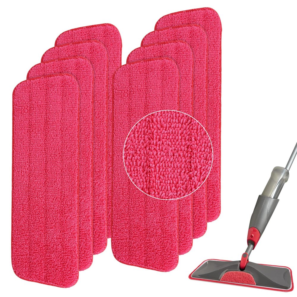 Replacement Microfiber Mop Pad for Rubbermaid Reveal Spray Mop - 8 Pack 16.5" Wet & Dry Floor Cleaning Refills Reusable Fit for Any Microfiber Reveal Flat Mop