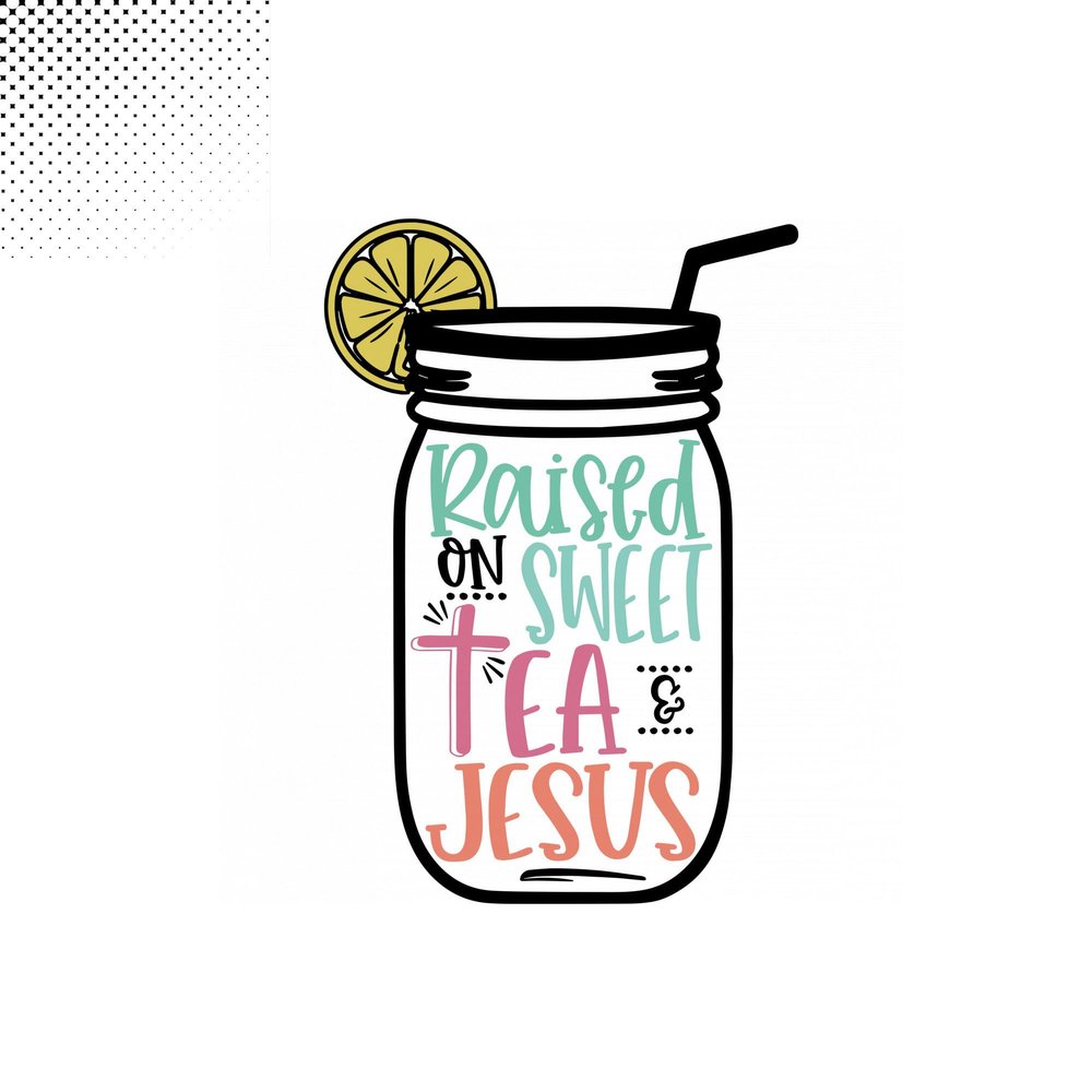 Tgiakisz Raised On Sweet Tea & Jesus Sticker, Tea Lover Gift, Christian Sticker, 2x2in, White