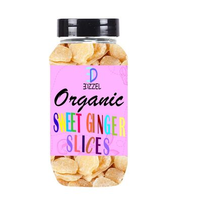 EDZZEL Organic Sweet Ginger Slices Traditional Premium Quality Hygienically Packed | Vegan | Gluten Friendly | NON-GMO | Indian Origin (Pack of 1) 100 Gm