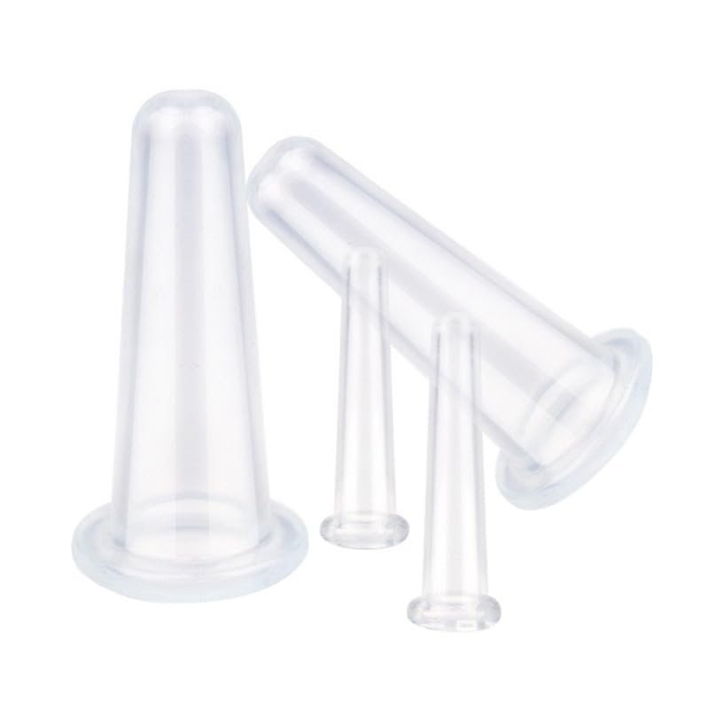4Pcs Massage Cupping Set Silicone Mini Facial Cups Face Massager Helper Skin Care Neck Back Eyes Massaging Cup Safe to Use, Massage Tools (Transparent)