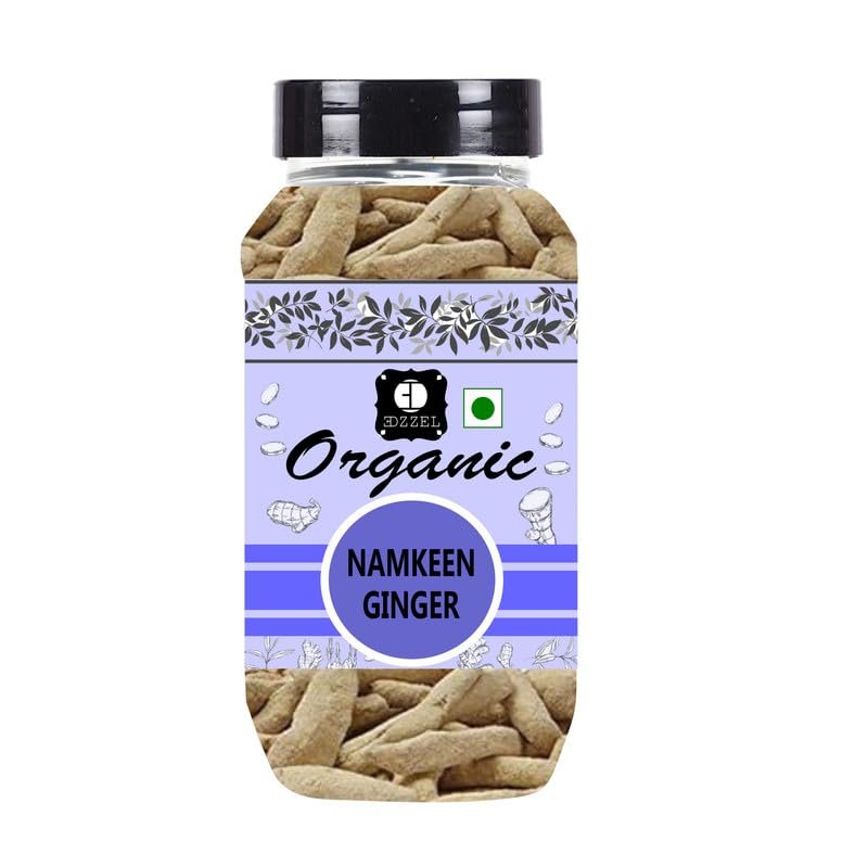 EDZZEL Organic Namkeen Ginger Traditional Premium Quality Hygienically Packed | Vegan | Gluten Friendly | NON-GMO | Indian Origin (Pack of 1) 250 Gm