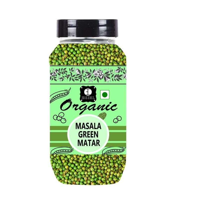 EDZZEL Organic Masala Green Matar Traditional Premium Quality Hygienically Packed | Vegan | Gluten Friendly | NON-GMO | Indian Origin (Pack of 1) 250 Gm